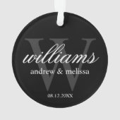 白黒モパーソナライズされたノグラム オーナメント (裏面)