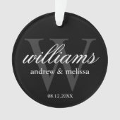 白黒モパーソナライズされたノグラム オーナメント (正面)