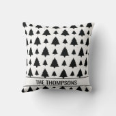 白黒モミのクリスマスツリーパターン&文字 クッション (裏面)