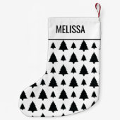 白黒モミのクリスマスツリーパターン&文字 スモールクリスマスストッキング (裏面)
