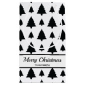 白黒モミのクリスマスツリーパターン&文字 スモールペーパーバッグ (裏面)