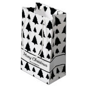 白黒モミのクリスマスツリーパターン&文字 スモールペーパーバッグ (裏面アングル)