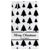 白黒モミのクリスマスツリーパターン&文字 スモールペーパーバッグ (正面)