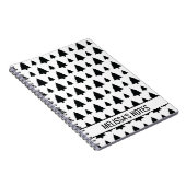 白黒モミのクリスマスツリーパターン&文字 ノートブック (右側)