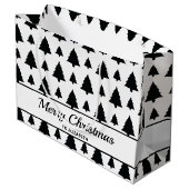 白黒モミのクリスマスツリーパターン&文字 ラージペーパーバッグ (裏面アングル)