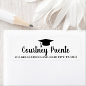 白黒モルタルボードの卒業差出人住所 ラベル (インサイチュ)