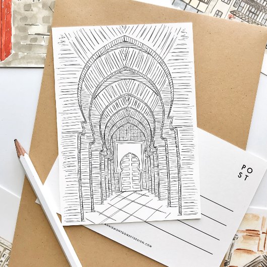 白黒モロッコのはがき インビテーションポストカード