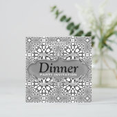 白黒モロッコトリバルディナーパーティー招待状 招待状 (スタンド正面)