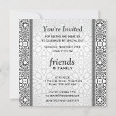 白黒モロッコトリバルディナーパーティー招待状 招待状 (裏面)