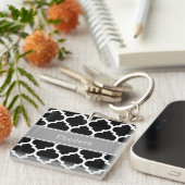 白黒モロッコ#5ダークグレー名モノグラム キーホルダー (正面右)