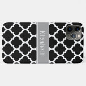 白黒モロッコ#5ダークグレー名モノグラム Case-Mate iPhoneケース (裏面(横))