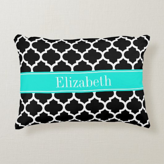 白黒モロッコ#5ブラットアクアネームモノグラム アクセントクッション (正面)