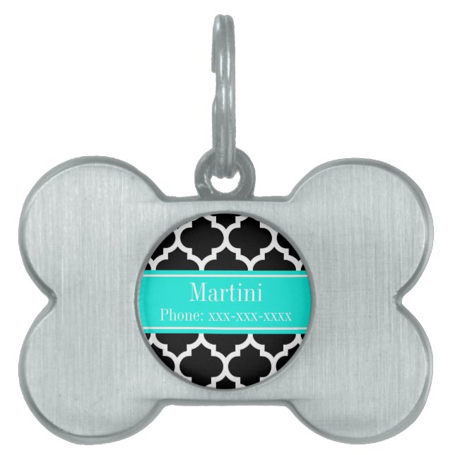 白黒モロッコ#5ブラットアクアネームモノグラム ペットネームタグ (正面)