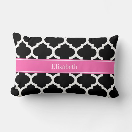 白黒モロッコ#5ホットピンク#2名モノグラム ランバークッション (正面)