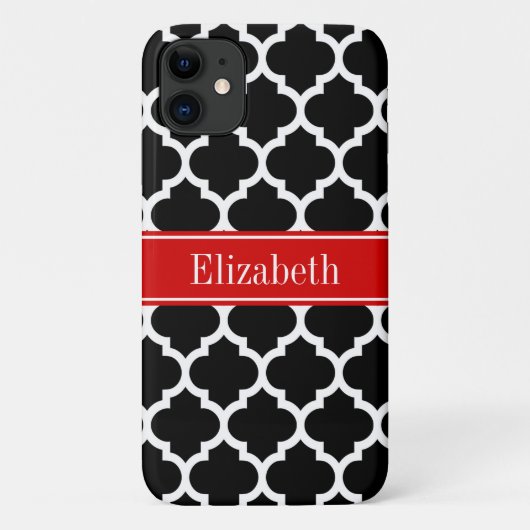 白黒モロッコ#5レッド名モノグラム Case-Mate iPhoneケース (裏面)