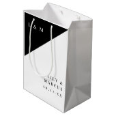 白黒モンゴラムミニマル結婚リスト ミディアムペーパーバッグ (裏面アングル)