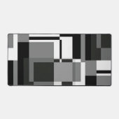 白黒モンドリアンスタイル抽象芸術幾何学的 デスクマット (正面)