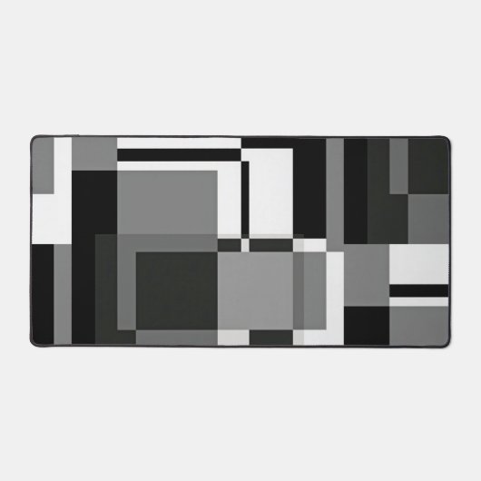 白黒モンドリアンスタイル抽象芸術幾何学的 デスクマット (正面)