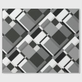 白黒モンドリアンスタイル抽象芸術幾何学的 ラッピングペーパー (フラット)