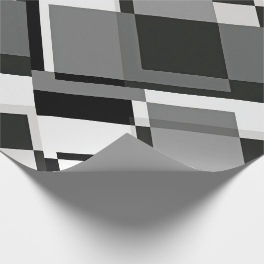 白黒モンドリアンスタイル抽象芸術幾何学的 ラッピングペーパー (角)