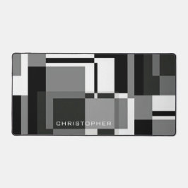 白黒モンドリアンスタイル抽象芸術追加の名前 デスクマット