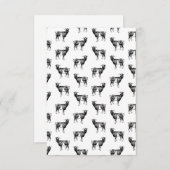 白黒ヤギ柄ヴィンテージかわいいヤギのアート サンキューカード (正面/裏面)