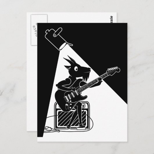 白黒ヤギ遊のギター ポストカード (正面/裏面)