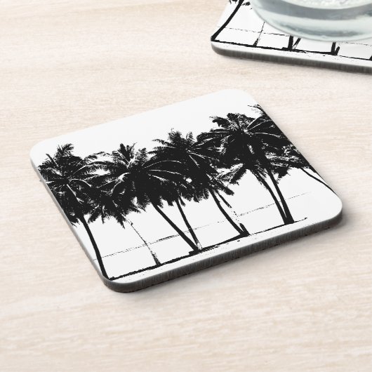 白黒ヤシの木のシルエット コースター (左側)