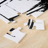 白黒ヤシの木のシルエット ジグソーパズル (側面)