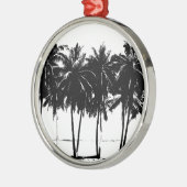 白黒ヤシの木のシルエット メタルオーナメント (左)