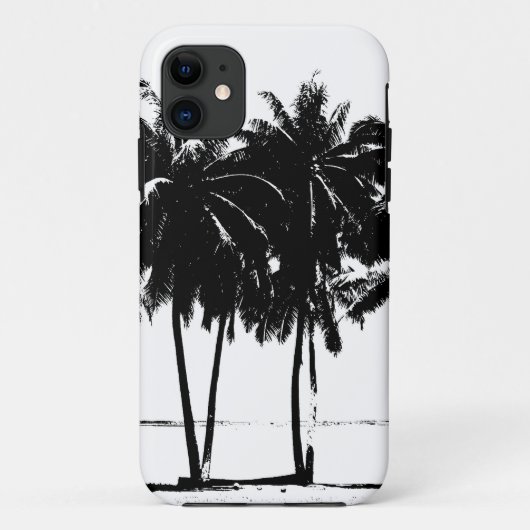 白黒ヤシの木のシルエット Case-Mate iPhoneケース (裏面)