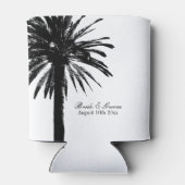 白黒ヤシの木のビーチ結婚式缶クーラー 缶クーラー (裏面)