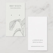 白黒ヤシの葉のスケッチイヤリングディスプレイ 名刺 (正面/裏面)