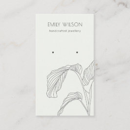 白黒ヤシの葉のスケッチイヤリングディスプレイ 名刺