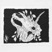 白黒ユニコーンスカル フリースブランケット (正面(横))