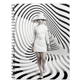白黒ユニークの女性芸術イラストレーション ノートブック
