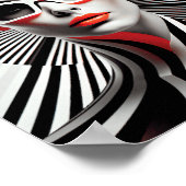 白黒ユニークの女性芸術イラストレーション ポスター (角)