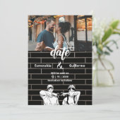 白黒ユニークシンプルおもしろいかわいいア結婚ニメ セーブザデート (スタンド正面)