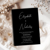 白黒ユニークスタイリッシュ結婚タイポグラフィ 招待状