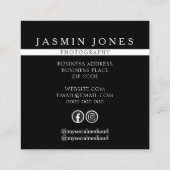 白黒ユニークソーシャルメディア写真 スクエア名刺 (裏面)