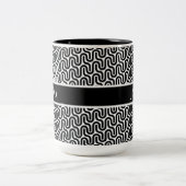 白黒ユニークレトロパターパーソナライズされたン ツートーンマグカップ (中央)