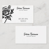 白黒ユニークローズタトゥーアーティスト 名刺 (正面/裏面)