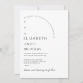 白黒ユニーク結婚式招待状テンプレート 招待状 (正面)