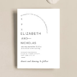 白黒ユニーク結婚式招待状テンプレート 招待状