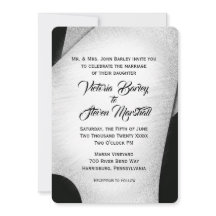 白黒ユニーク結婚式招待状