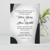 白黒ユニーク結婚式招待状 招待状 (スタンド正面)