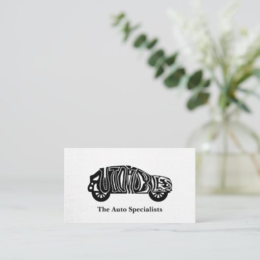 白黒ユニーク自動車産業の名刺 名刺 (スタンド正面)