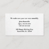 白黒ユニーク自動車産業の名刺 名刺 (裏面)