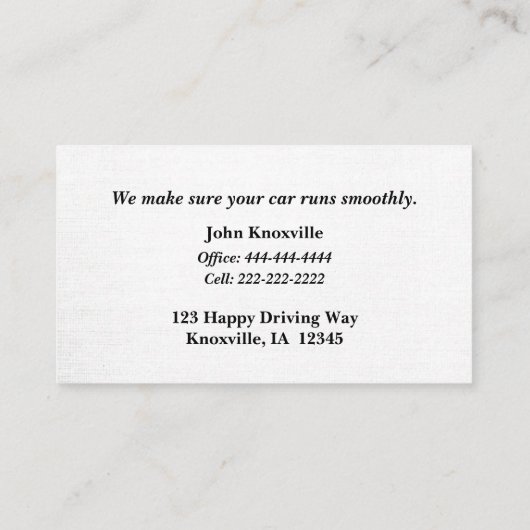 白黒ユニーク自動車産業の名刺 名刺 (裏面)