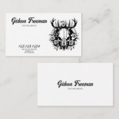 白黒ユニーク鹿スカルタトゥーアーティスト 名刺 (正面/裏面)